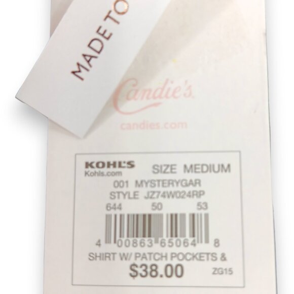 CANDIE'S-Women's Floral Button down-Top-MEDIUM-Black-White-Purple-Work-Casual - Picture 14 of 16